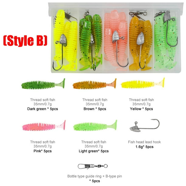 Mymisisa 1 Set Jig Head Hook Soft Lure Kit Artificial Bait with 5