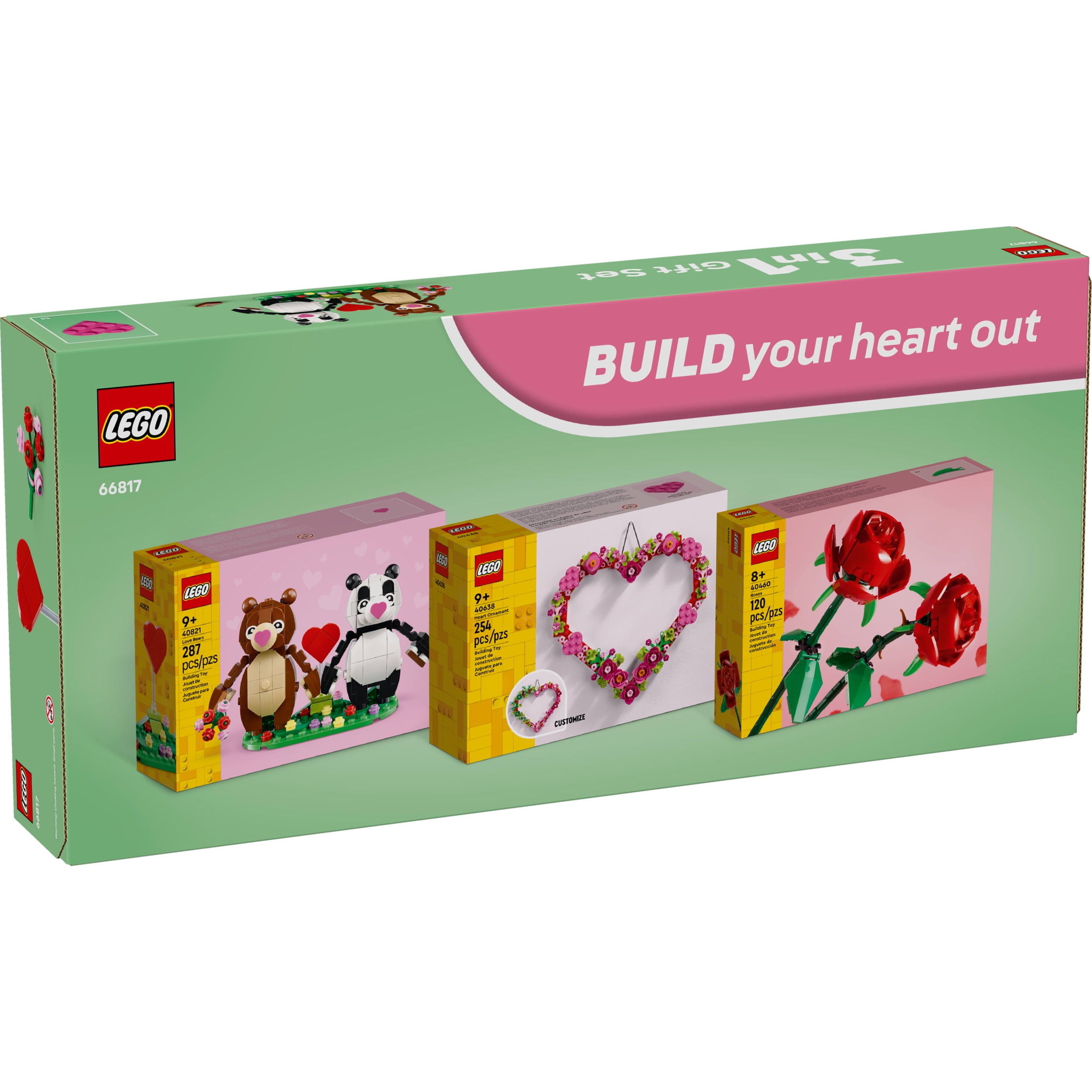 LEGO Hearts & Flowers Gift Set: Building Toy for Kids, Ages 9+, 3 Sets in 1, Perfect Gift for Young Collectors, 66817