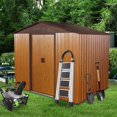 thumbnail image 2 of 8ft x 6ft Coffee Metal Storage Shed - Galvanized Steel, Sliding Doors, Durable Outdoor Shed for Garden & Patio Tool Storage - Easy Assembly, 2 of 8