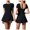 Black, variant on Women High Neck Tennis Dress Short Sleeve Round Neck Wrapping Skirt BuiltIn Shorts Solid Color Tunics Summer Dress Comfortable and Breathable Casual Jumpsuits for Women