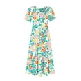 thumbnail image 4 of Penkiiy Women's Summer Casual Short Sleeve Crewneck Floral Print Dress Casual Flowy Tiered Maxi Beach Dress With Pockets S Mint Green, 4 of 5