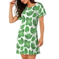 thumbnail image 2 of Pofeuu Green Leaves Print Women's Loose Fit Short Sleeve Nightgown, Comfortable Sleep Dress for Women, Casual Lounge Sleepwear, Soft Cotton Sleep Dress, 2 of 6