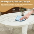 thumbnail image 4 of 62.9 Inch Oval Dining Table for 6, White Marble Top Kitchen Table with Wood Strip Base, Modern Farmhouse Dining Room Table with Waterproof Scratch Resistant Surface, 4 of 13