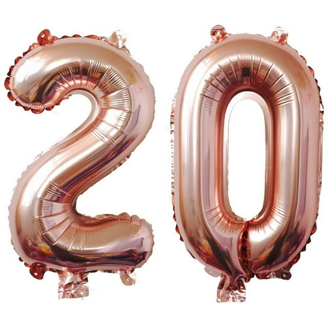 Decoración de Aniversario de 20 Años, Globos de Fiesta Globos de Números de 20 Años Globos de Números para 20 Aniversario de Boda Decoración de Fiesta de Cumpleaños Globos de Helio (20 Oro Rosa)