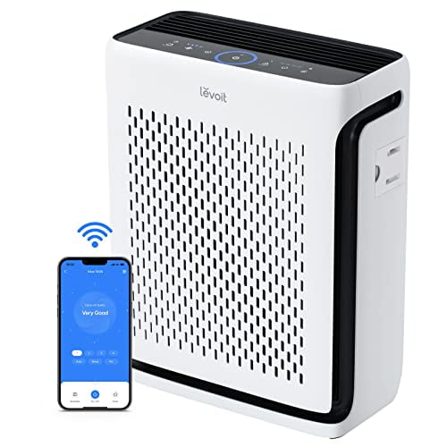LEVOIT Air Purifiers for Home Large Room Bedroom Up to 1110 Ft² with Air Quality and Light Sensors, Smart WiFi, Washable Filters, H13 True HEPA Filter Removes 99.97% of Allergy, Pet Hair,