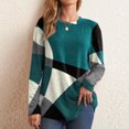 thumbnail image 4 of Suokom Womens Tops Plus Size Casual Round Neck Long Sleeve Printed Loose Pullover Womens Tops Blouse Tees Shirts Gifts for Women Green 3XL, 4 of 7