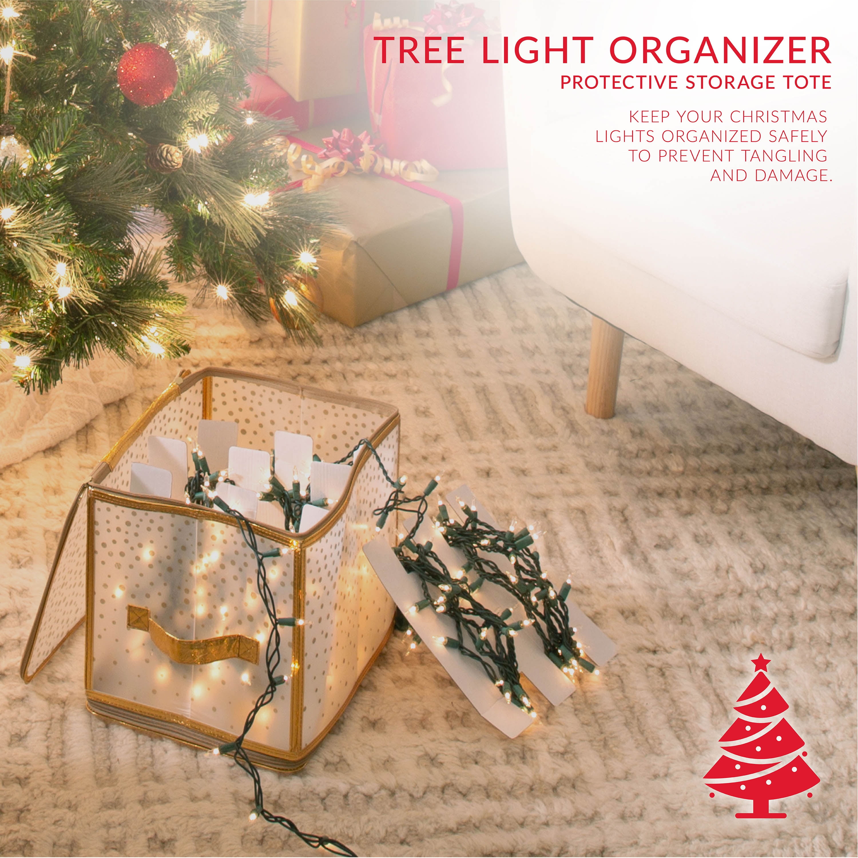 Simplify Christmas Light Organizer Storage Box in Gold Printed Polypropylene