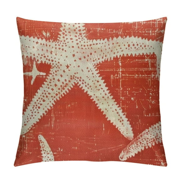 Qinduosi Beach Coral Starfish Pillow Covers Inch Summer Nautical Coastal Ocean Decorative Pillow Cases Set of Linen Throw Pillows Seasonal Home Decor for Sofa Couch Cushion Outdoor White
