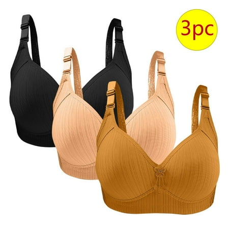 Aobny Yellow Trendy Bras for Women s Plus 3 Pack Bralette Underwear Nylon Seamless Full Coverage Tops Soft 40/90