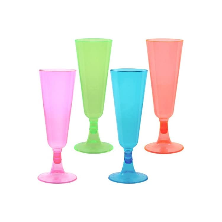 Neon 20 Count Plastic Champagne Flute, 5Ounce