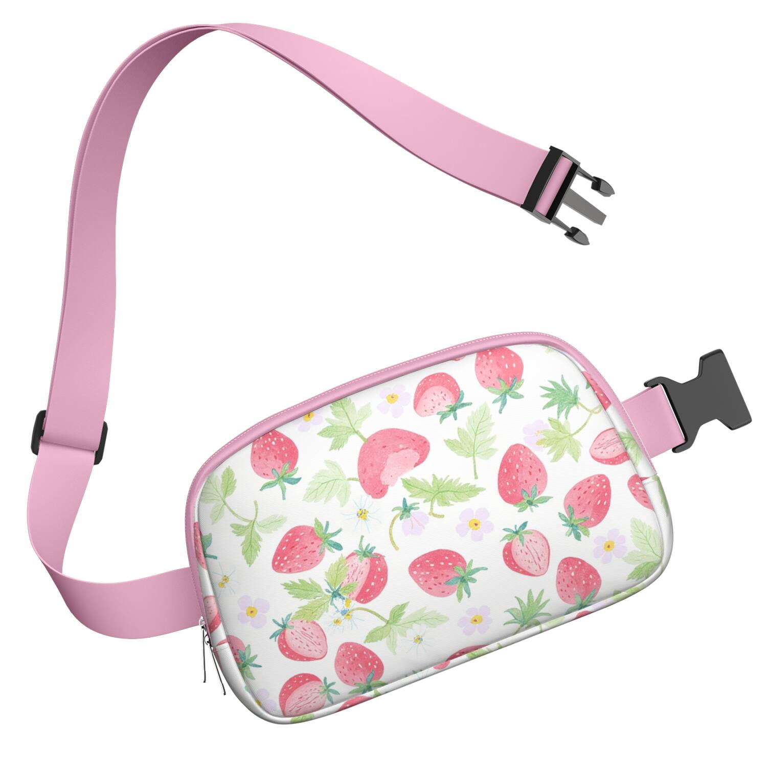 Crossbody Belt Bag Strawberry Fruit Fashion Belt Bag Small Cross Body Bags for Women Casual Waist Packs with Adjustable Strap Waterproof Belt Bag for Workout Running Travelling