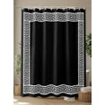 thumbnail image 4 of Shower Curtain Geometric Greek Key Design Shower Curtains for Bathroom, Waterproof Polyester Shower Curtain Set with Hooks, Small Stall Size 36" x 72" Black, 4 of 6