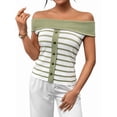 thumbnail image 2 of Womens Sweater Tops Summer Off Shoulder Sweaters Boat Neck Sleeveless Relaxed Fit Knitted Pullover Top Green S, 2 of 10