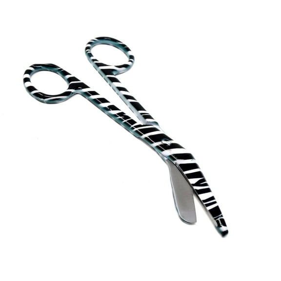 Black & White Full Zebra Pattern Color Lister Bandage Scissors 4.5" (11.4cm), Stainless Steel