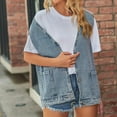 thumbnail image 2 of XWSHYW Cardigans for Women Trendy Casual Denim Sleeveless Vest Cardigan Denim Vest Waistcoat Trend Light Blue XL, 2 of 4