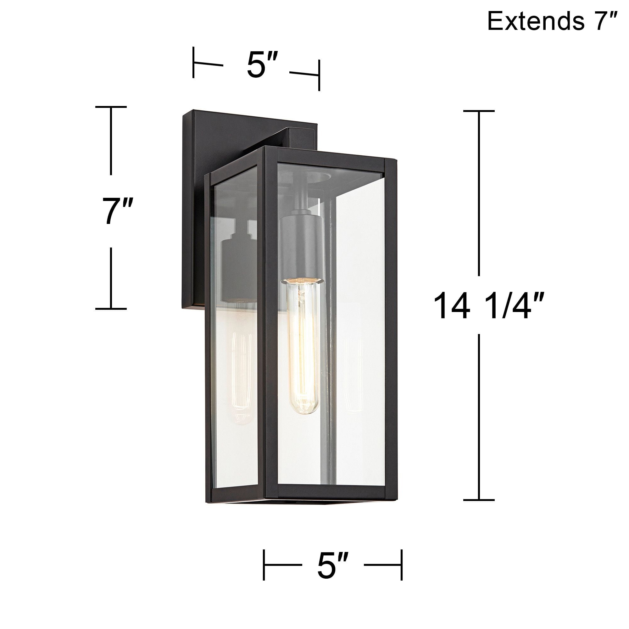 John Timberland Modern Outdoor Wall Light Fixture Mystic Black 14 1/4" Clear Glass Panel for Exterior Barn Deck House Porch Yard Patio Outside Garage