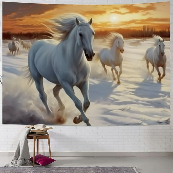 Orinice Running Horse Tapestry Washable Polyester Art Wall Hanging Blanket for Living Room Bedroom Dorm Party Home Decor, 40x30inch