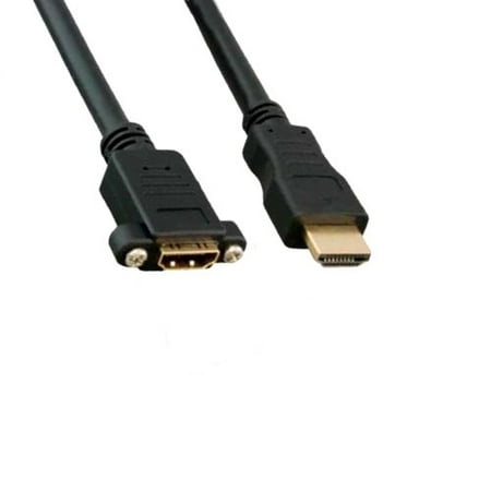 Kentek 3 Feet FT Panel-Mount Type HDMI 1.4 Extension Cable with Ethernet 4K 3D Male to Female M/F 28 AWG Gold-Plated Connector Cord HDTV Monitor Display