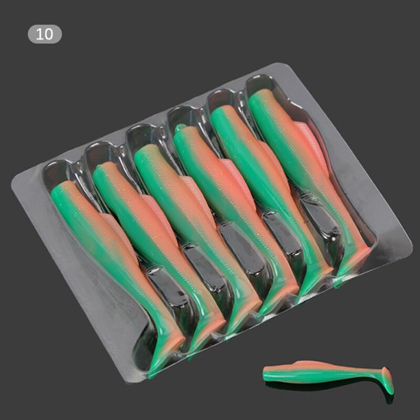 6pcs Fishing Lure Soft 80mm TPR Plastics Baits Lure Artificial Baits Floating Crazy Soft Worm He Qiyong unisex