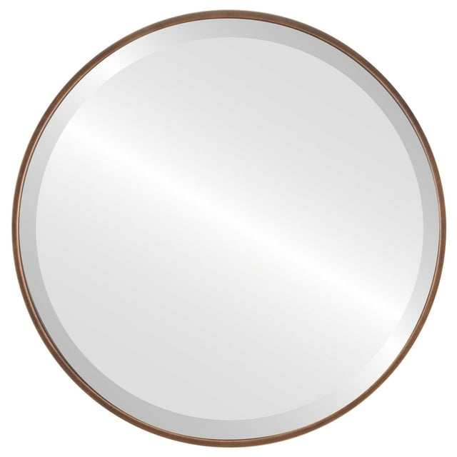 Singapore Framed Round Mirror - Rubbed Bronze - 25" x 25"