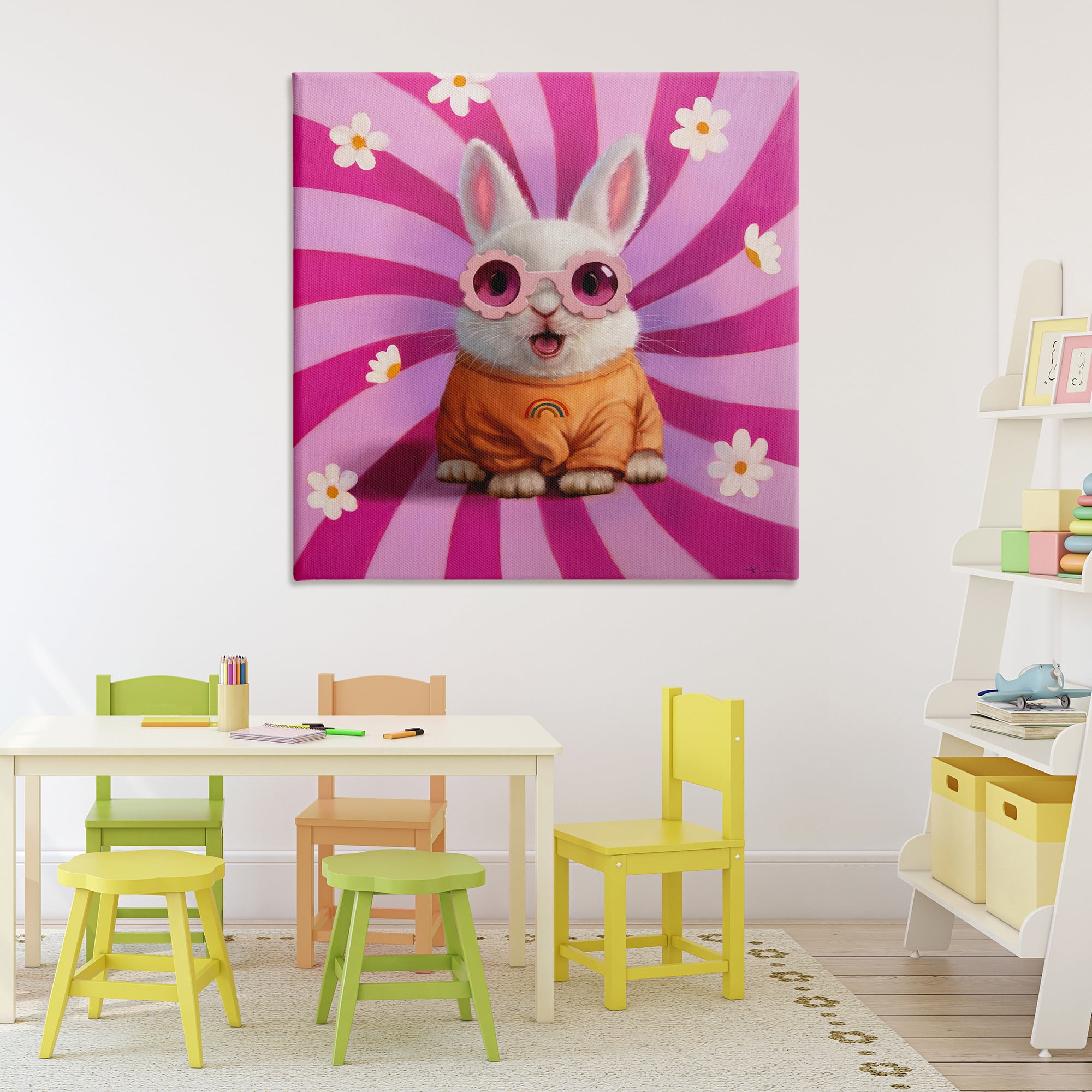 Stupell Industries Good Vibes Only Rabbit Canvas Wall Art, design by Lucia Heffernan