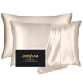thumbnail image 1 of Fundas de almohada de seda DKBSlik Mulberry Silk Standard, paquete de 2, color beige, 1 of 7