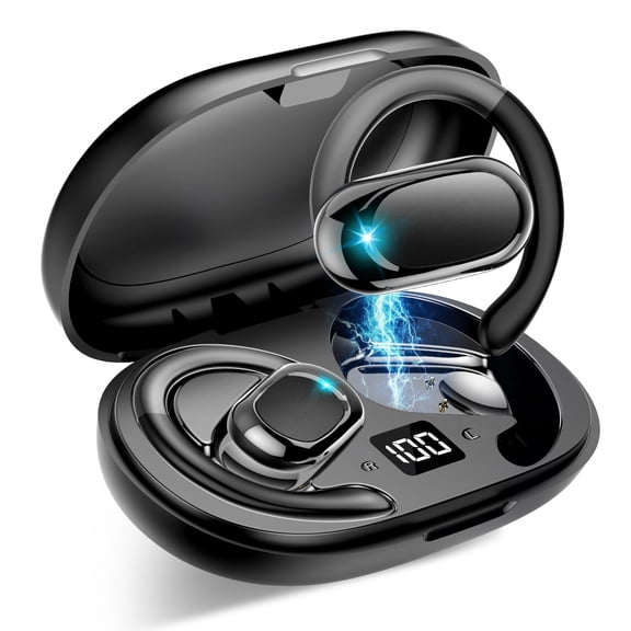Open Ear Earbuds, Bluetooth 5.4 Headphones, HD Stereo Bass Wireless Earphones with Earhooks, 58Hrs Playtime, IP7 Waterproof for Fitness, Cycling, Sports