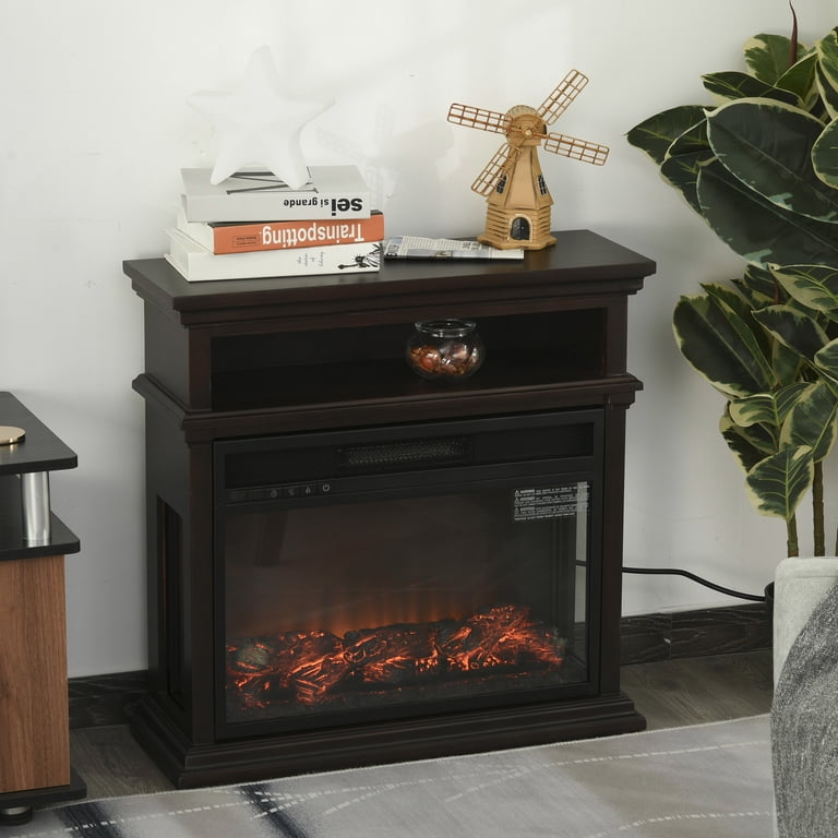 HOMCOM Electric Fireplace with Shelf, Storage Rack, Side Console Table u0026  LED - Walmart.com