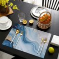thumbnail image 3 of Blue Marble Gold Line Pattern Summer Placemats Table Placemats Set Of 6-Linen Kitchen Washable Placemats Table Mats 11.8"x17.7" Non-Slip Heat Resistant, 3 of 5