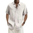 thumbnail image 3 of Yifymode Mens Short Sleeve Shirts Button Down Casual Summer Beach Vacation Lightweight Textured Pocket Dress Shirt Tops,White L, 3 of 8