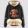 thumbnail image 2 of Womens Casual Warm Hoodies Long Sleeve Highland Cattle Print Thick Hooded Sweatshirts Fall Fashion Pullover Sweaters Winter Clothes, 2 of 3