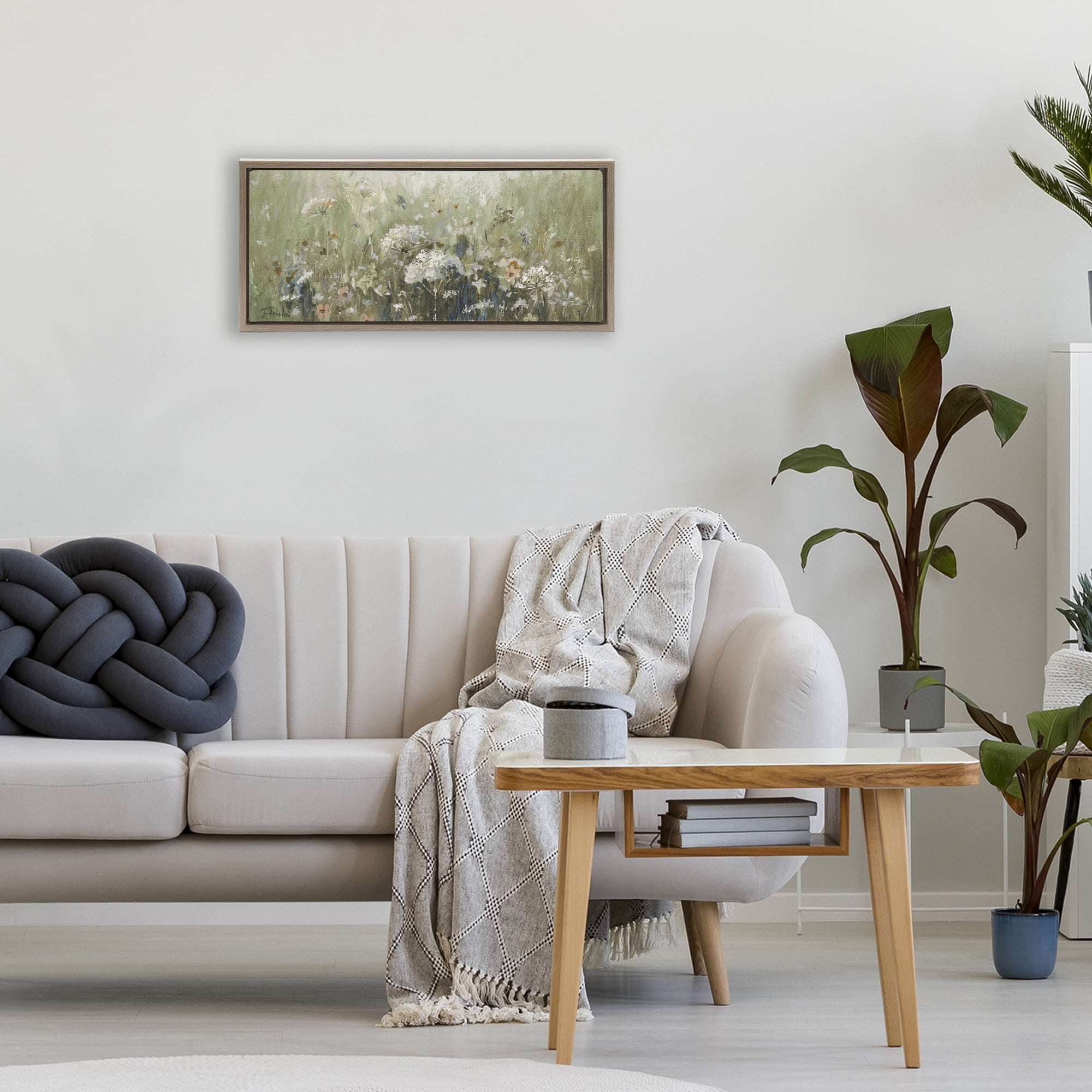 Stupell Industries Mistful Summer Meadow Scene Brown Framed Floater Canvas Wall Art, design by Patricia Pinto