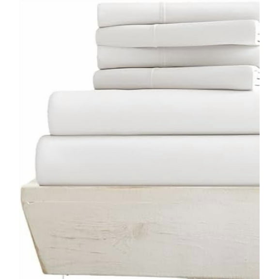 6-Piece Percale Sheet Set Alaskan King Egyptain Cotton 12 inch Deep Pockets 1000-Thread Count - Percale White
