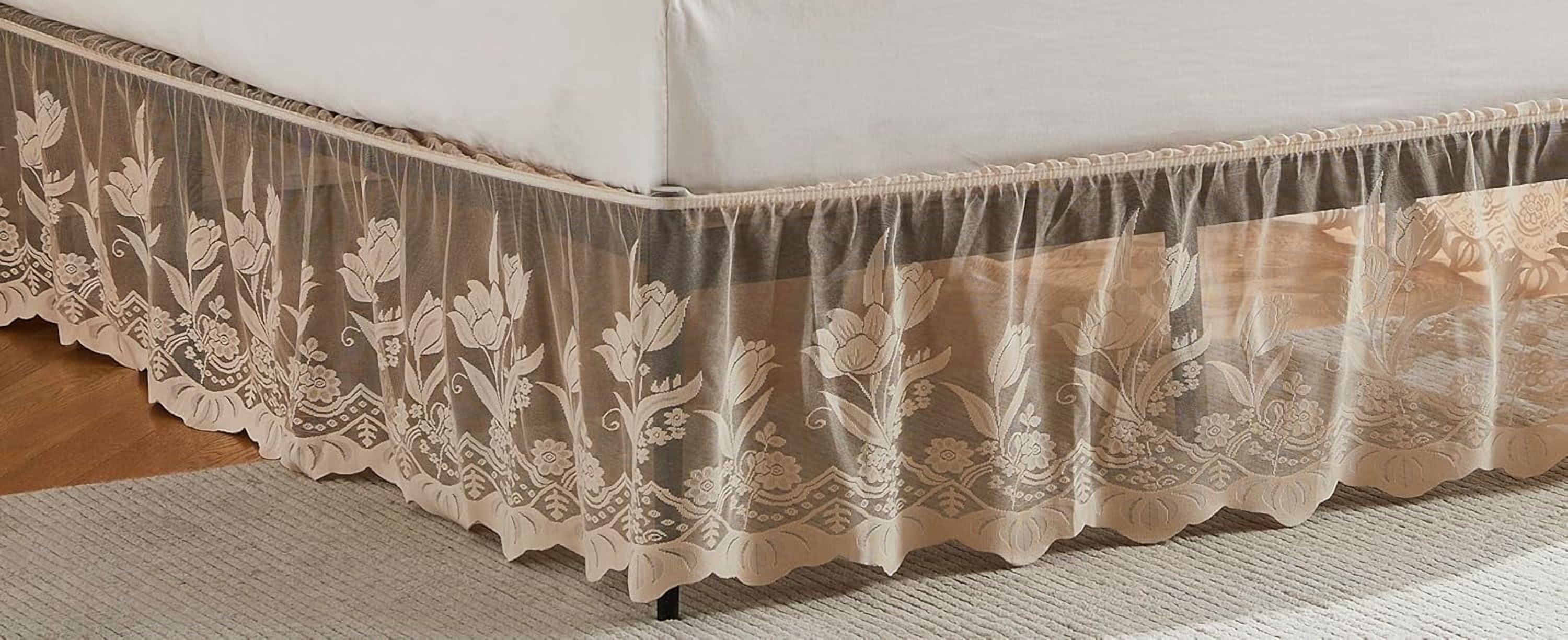 WARM HOME DESIGNS King Size Bed Skirt for King Bed. Our Linen Bed Skirt Goes Great with Farmhouse or Victorian Bedding. King Dust Ruffle Lace Bed Skirt for Any Bedroom Décor. DO Linen King