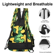 Pickleball Bag with Padded Back, Camouflage Yellow Multi-Compartment Paddle Backpack, Lightweight Nylon Sports Bag for Men & Women