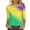Womens Mardi Gras Shirt-A74 Multicolor, variant on Mifsaly Mardi Gras Shirt for Women Color Block Print Crewneck 3/4 Sleeve Blouse Lightweight Dressy Casual T-Shirts Baggy Festival Carnival Pullover Tops Spring Summer Funny Party Basic Outfits L