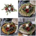 thumbnail image 2 of Christmas Candle Holder Rings Wine Bottle Wreath Christmas Candle Rings Wreath with Artificial Flower and Pinecones, 2 of 5