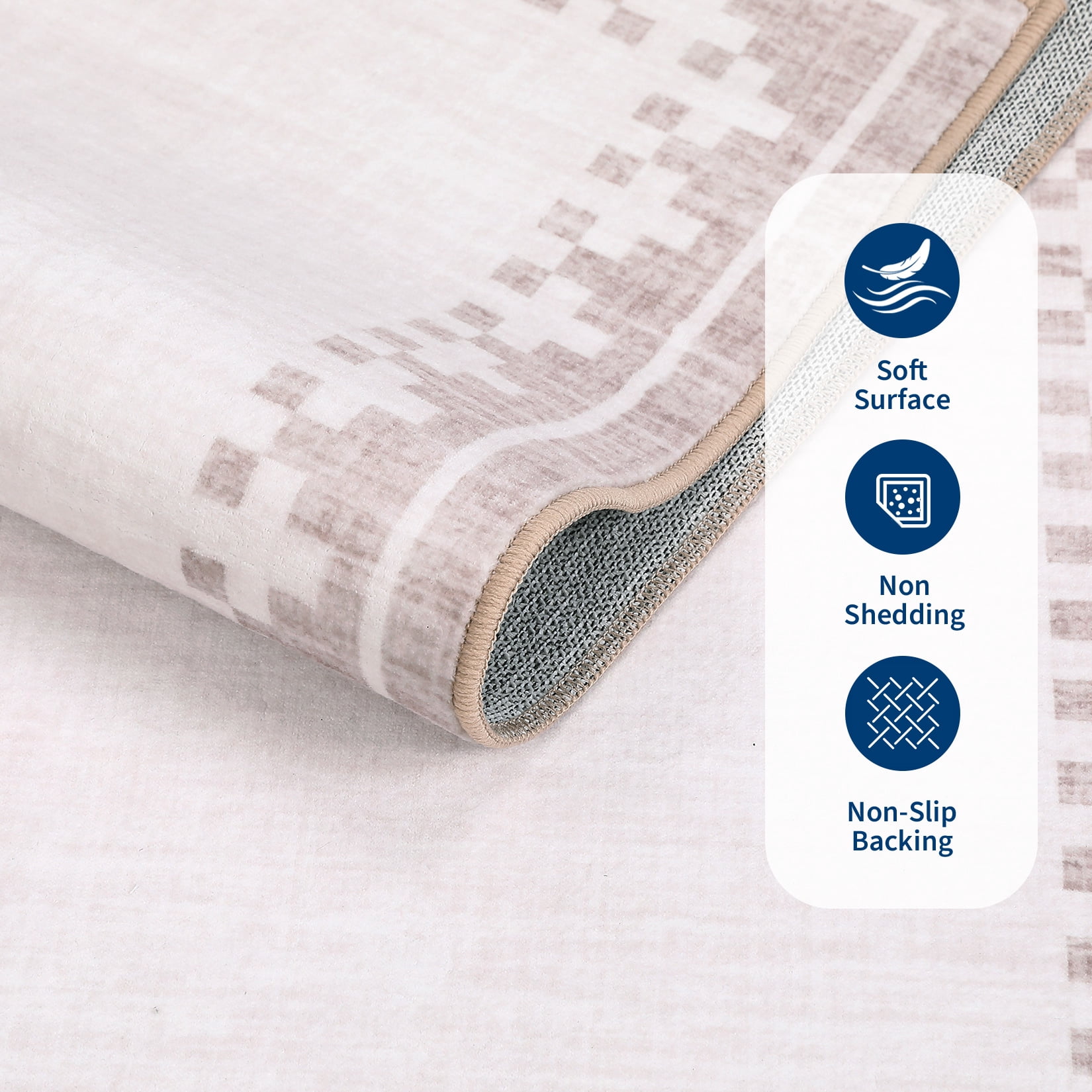 COZONY 10'x13' Modern Bordered Oversized Area Rug, Soft Low Pile Washable Carpet, Stain-Resistant Non-Shedding, Beige