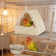 thumbnail image 1 of Hamaca cálida para loros | Cama colgante de algodón grueso y afelpado | Espacio de descanso invernal acogedor para loros medianos | Accesorio de jaula de tela suave | Amarillo, gris, verde y morado, 1 of 5