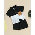 thumbnail image 3 of Faithtur Vêtements d'Été pour Garçons Ensemble 2 Pcs Col Rabattu Manches Courtes Poche Couleur Contrastée Shorts Couleur Unie, 3 of 8