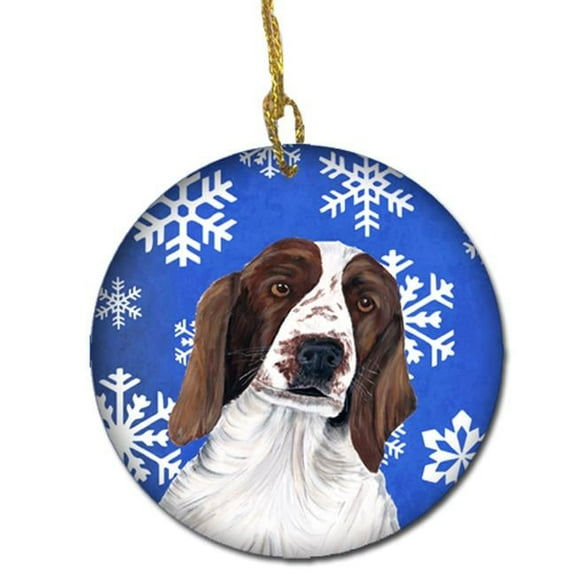 Welsh Springer Spaniel Winter Snowflakes Holiday Ceramic Ornament