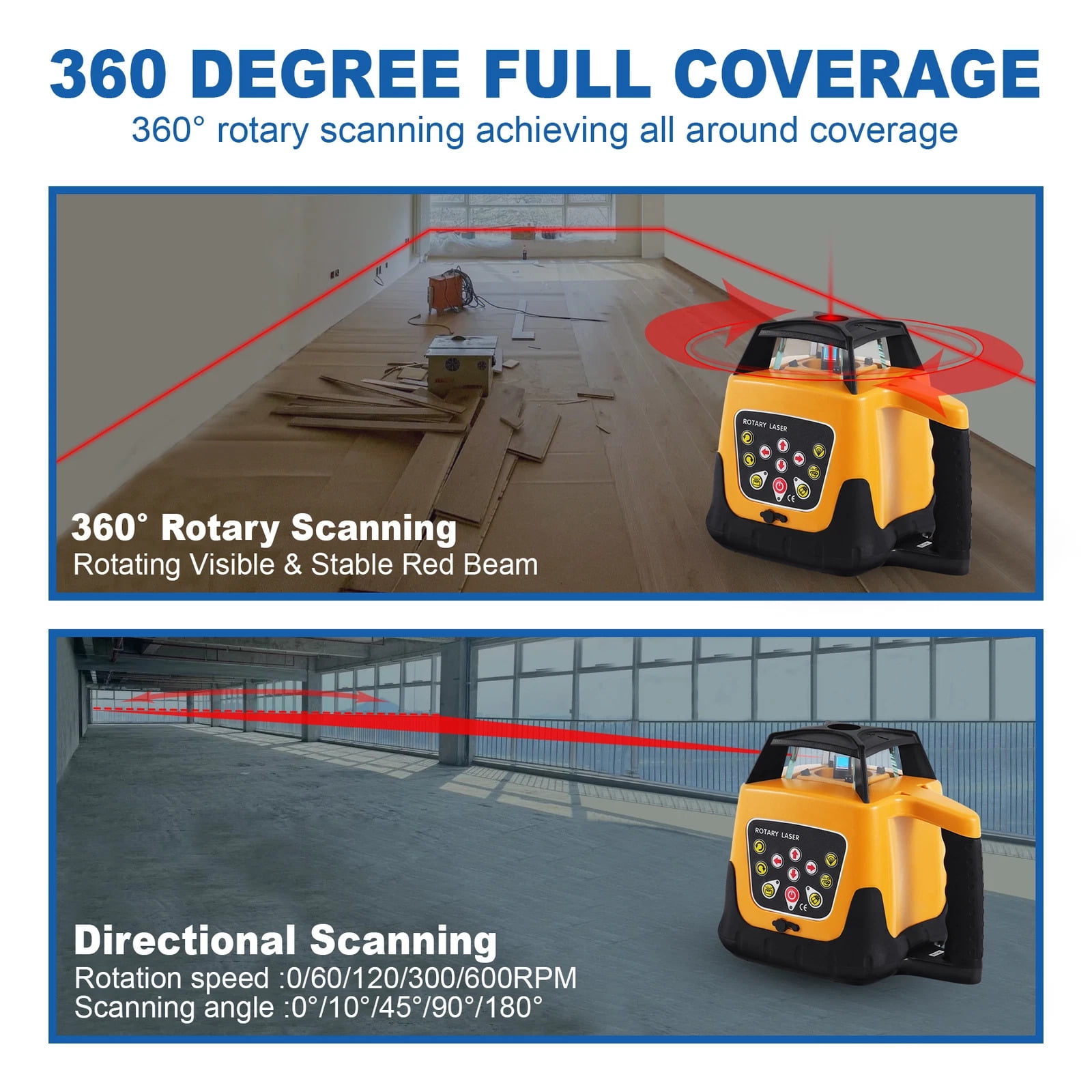 SHENGJINSH 360 Laser Level Machine Rotary Green Cross Line Laser Leveler Self-Leveling 500m Scanning Measurement Tools