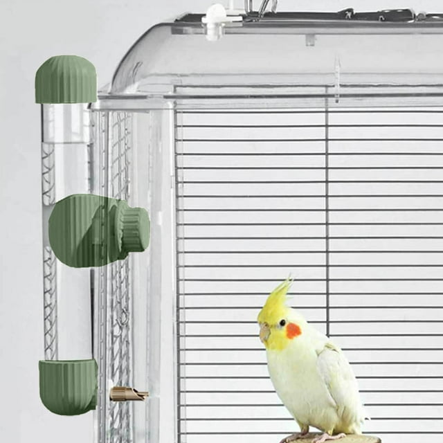 Durable Metal And Plastic Bird Feeder For Cages Perfect For Parrots And Small Birds Easy To Install Water Dispenser For Pet Birds Multiple Color Options