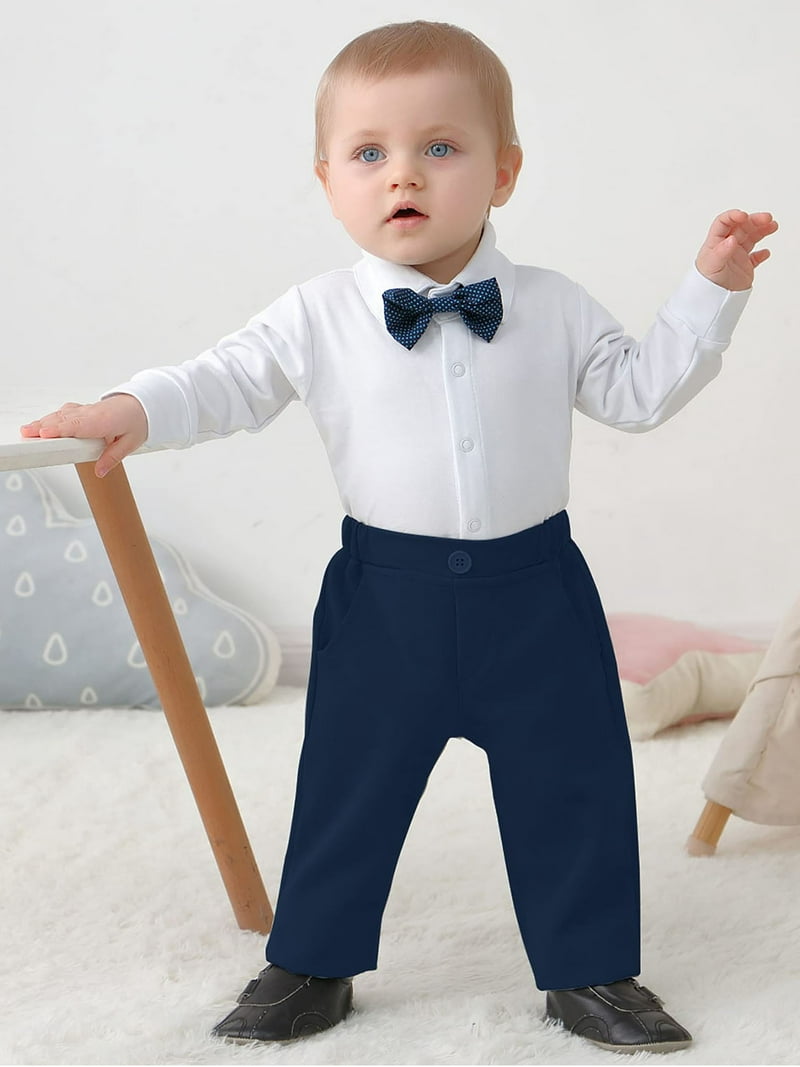 Bow Tie Baby Navy Dress Pants Baby Boys' Gentleman Clothes Sets