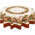 thumbnail image 1 of Nappe de l\'Action de Grâce Ronde 60 Pouces Décoration de Récolte de Citrouille d'Automne Nappe Extérieure Feuilles d'Érable Rustiques Couverture de Table pour Salle à Manger Cuisine Fête de Vacances Pique-Nique Décoration d'Automne à la Maison, 1 of 6