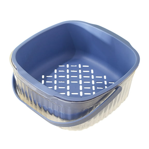 SPOORYOO 2 Pack Large Kitchen Strainer Colander Bowl Set,Double-Layer Plastic Fruit Vegetable Washing Basket,Sewerage Bowls For Cleaning Washing Mixing,Detachable