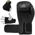 thumbnail image 3 of Adidas Speed Tilt 150 Boxing Gloves & Protective Inner Boxing Gloves Bundle Deal- For Men and Women, Black/Grey, Black/Gold, Weight 14 oz, 3 of 7