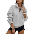 thumbnail image 3 of UDAUDU Sweatshirt for Women Casual Long Sleeve Half Zip Y2K Pullover Lightweight Casual Loose Fall Winter Fashion Sweatshirts Gray L, 3 of 7
