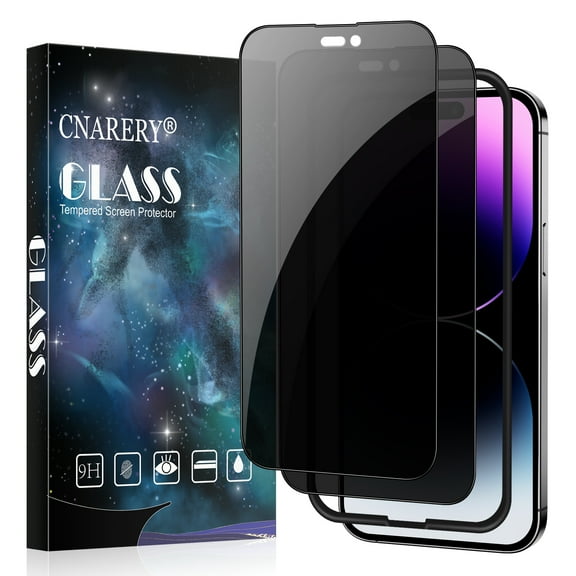 [2 Pack] Cnarery Privacy Anti Spy Screen Protector Compatible for iPhone 14 Pro Max 6.7-Inch, 9H Tempered Glass Anti Glare Full Coverage Film [Easy Installation Frame] [Anti-Scratch] [Bubble Free]