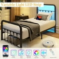 thumbnail image 4 of Lifezone Twin Bed Frame, Classic Metal Platform Bed Frame, with Charging Station and LED, No Need for Springs, Black, 4 of 8